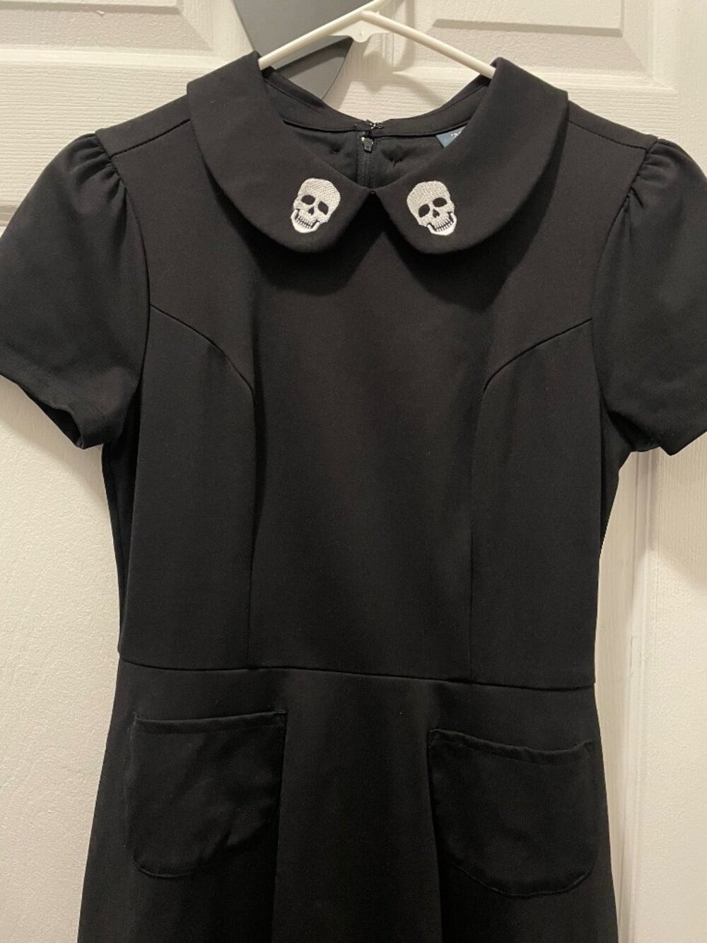 Modcloth Skull Collared Black Dress Fit & Flare M
